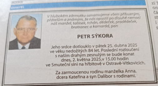 Opustil nás pan Petr Sýkora
