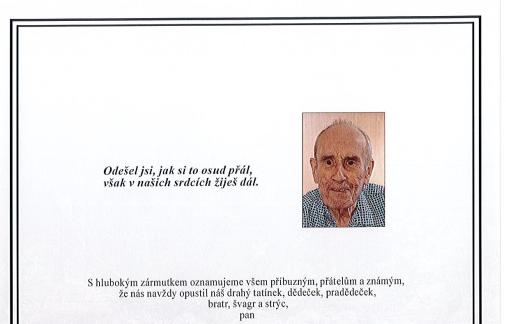 Opustil nás Antonín Kaláb